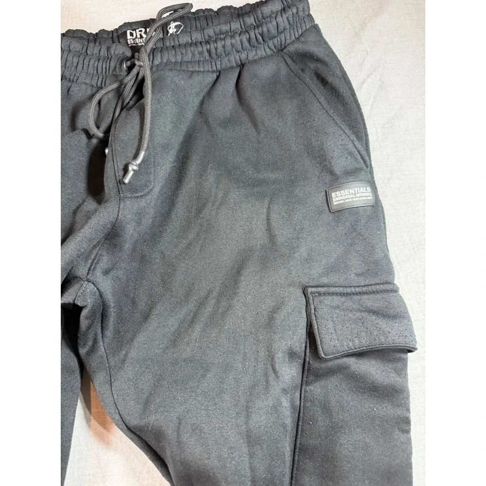DRJ Essentials Cargo Sweatpants Mens XL Black Fair Hole Streetwear Joggers